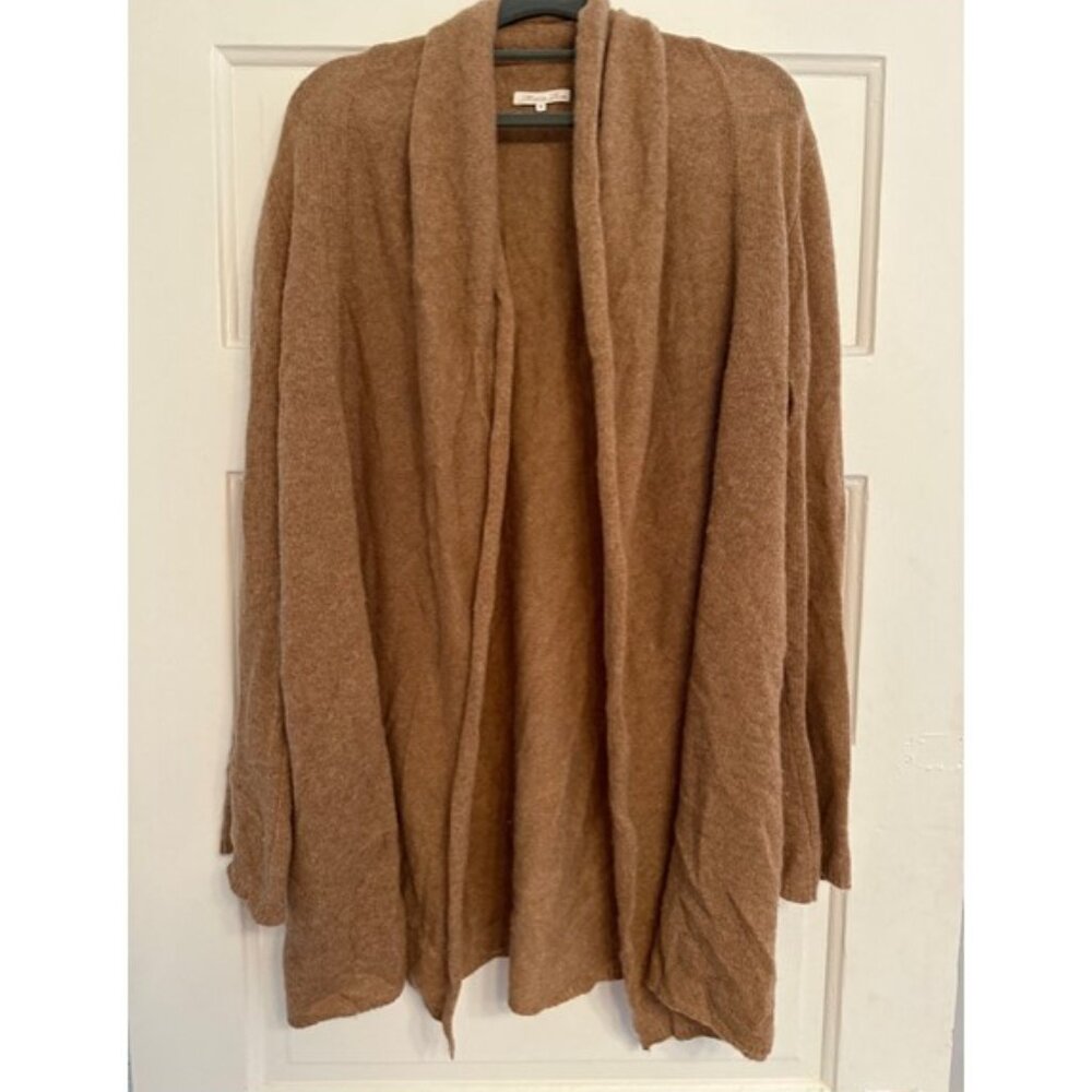 Minnie Rose. Brown Open-Front Cashmere Sweater. Size M.